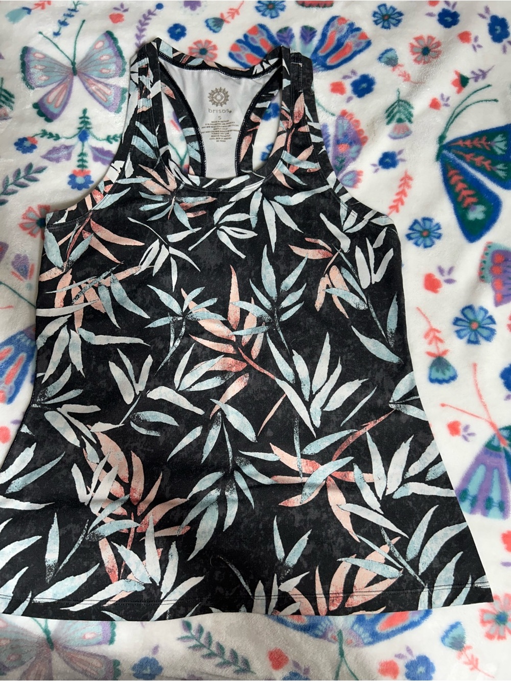 Briscoe  Black Tropical Leaf Racerback Tank